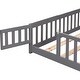 preview thumbnail 10 of 19, Queen Size Floor Bed with Door,Solid Wood Platform Bed Frame w/Fence