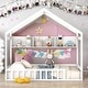 preview thumbnail 2 of 14, Twin Size House Bed with Roof and Storage Shelf White