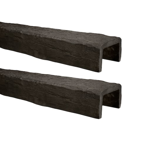 5.125 inch x 8 inch x 13 foot long Hand Hewn Faux Wood Beam in Walnut Finish Pack of 2