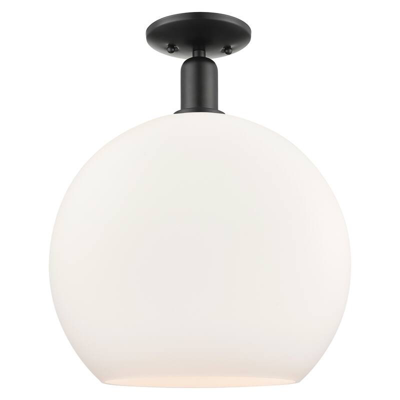 Innovations Lighting Endless Possibilities Arcadia - Athens - 1 Light 14" Semi-Flush Mount - Matte White/Matte Black