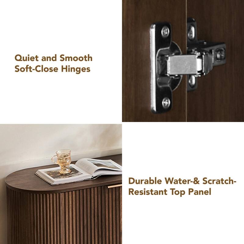 Spruce & Spring 70-inch Wide Modern Sideboard Cabinet with Semi-Cylindrical Columns