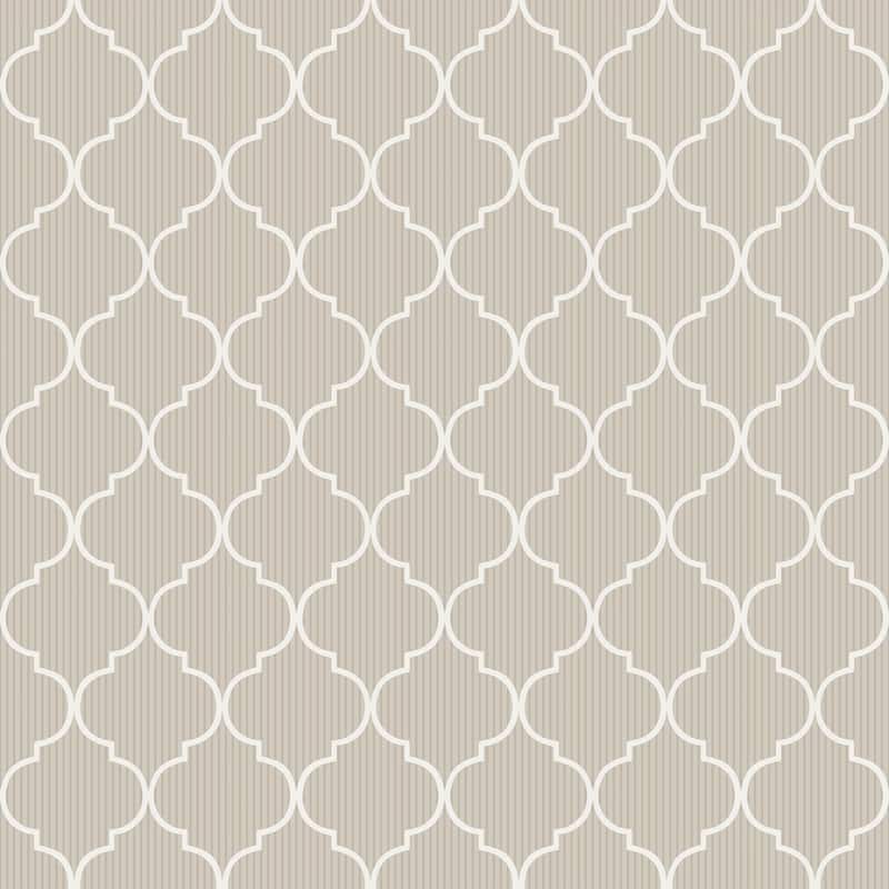 Galerie Wallcoverings Cottage Chic Thin Stripe Quatrafoil ECODECO Material Matte Wallpaper Roll - 33 feet x 21 inches - Beige