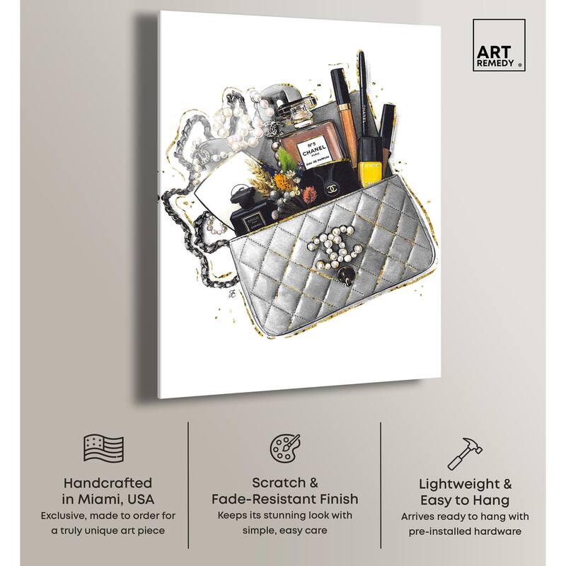 Grey Treasure Bag Acrylic by Art Remedy, Ready to Hang