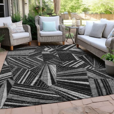 Machine Washable Indoor/ Outdoor Chantille Modern Mosaic Rug