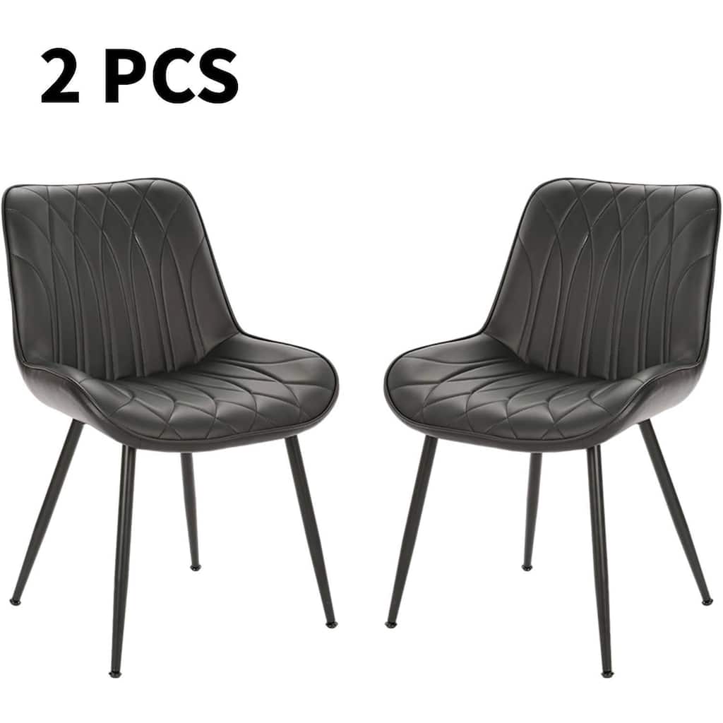2PCs Modern Faux Leather Upholstered Kitchen Dining Chairs