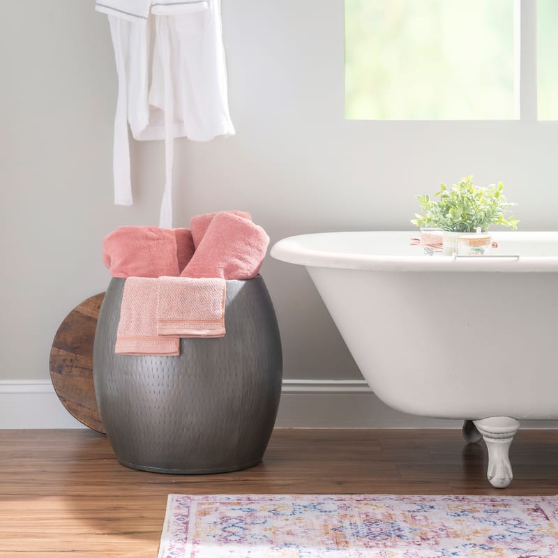 Linon Kayvon Drum Side Table with Storage Gold