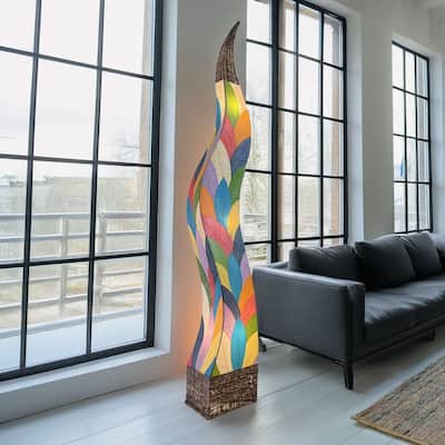 Eangee Handmade Flame Giant Lamp, Cocoa Leaves Shade, 13 x 13 x 72 in. - 13 x 13 x 72
