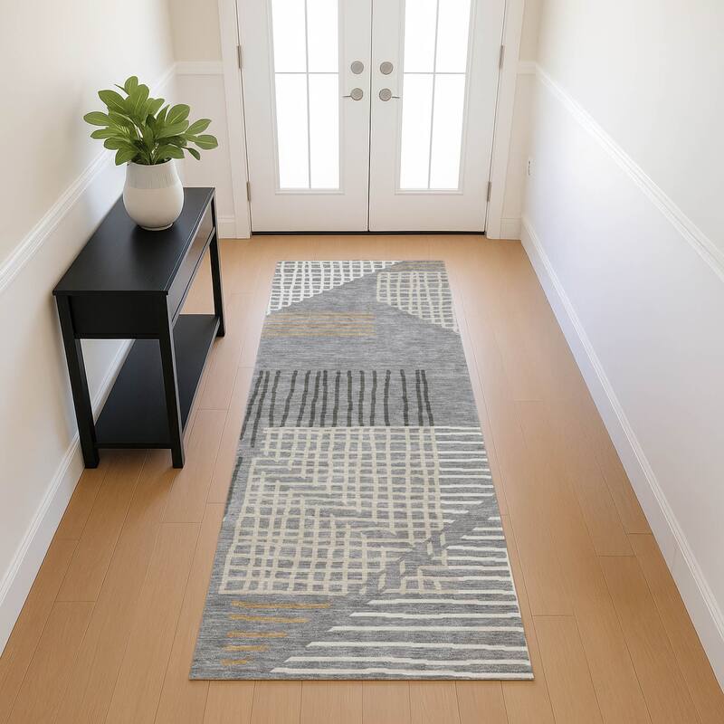 Machine Washable Indoor/ Outdoor Casual Contemporary Chantille Rug