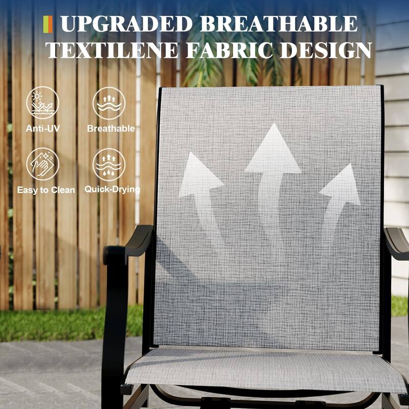 Patio Swivel Dining Chairs Textilene High Back Set of 2