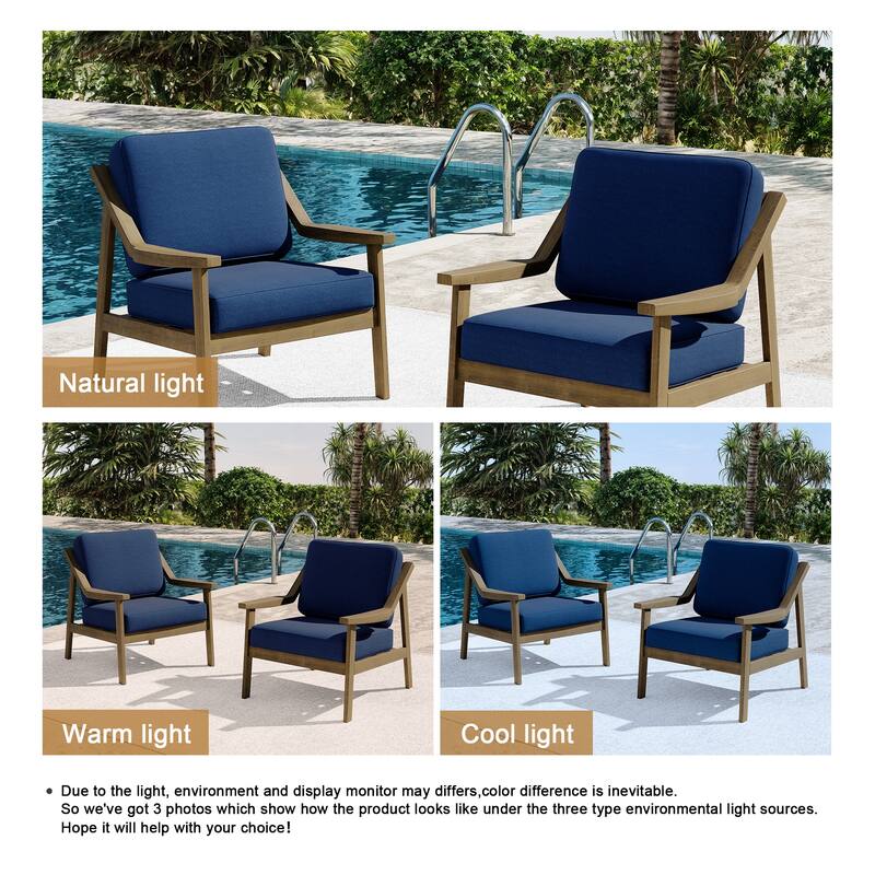 Outdoor Patio Club Chair Arm Lounge Cushion Chair (Set of 2)