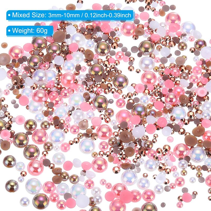 60g Flatback Pearls and Rhinestones 3mm-10mm for Crafts Decoration