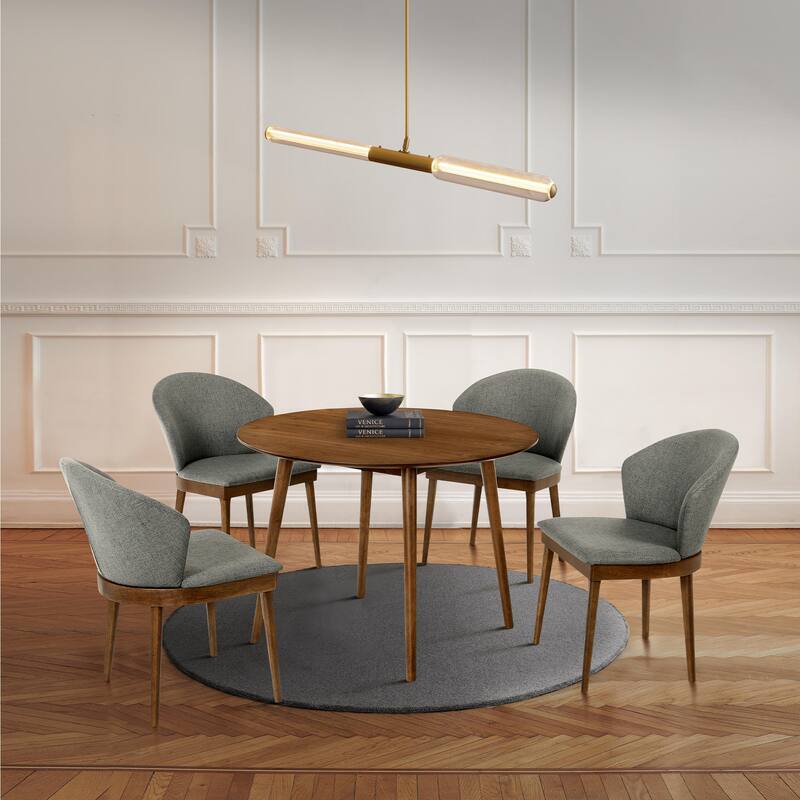 Arcadia and Juno 42" Round Wood 5 Piece Dining Set