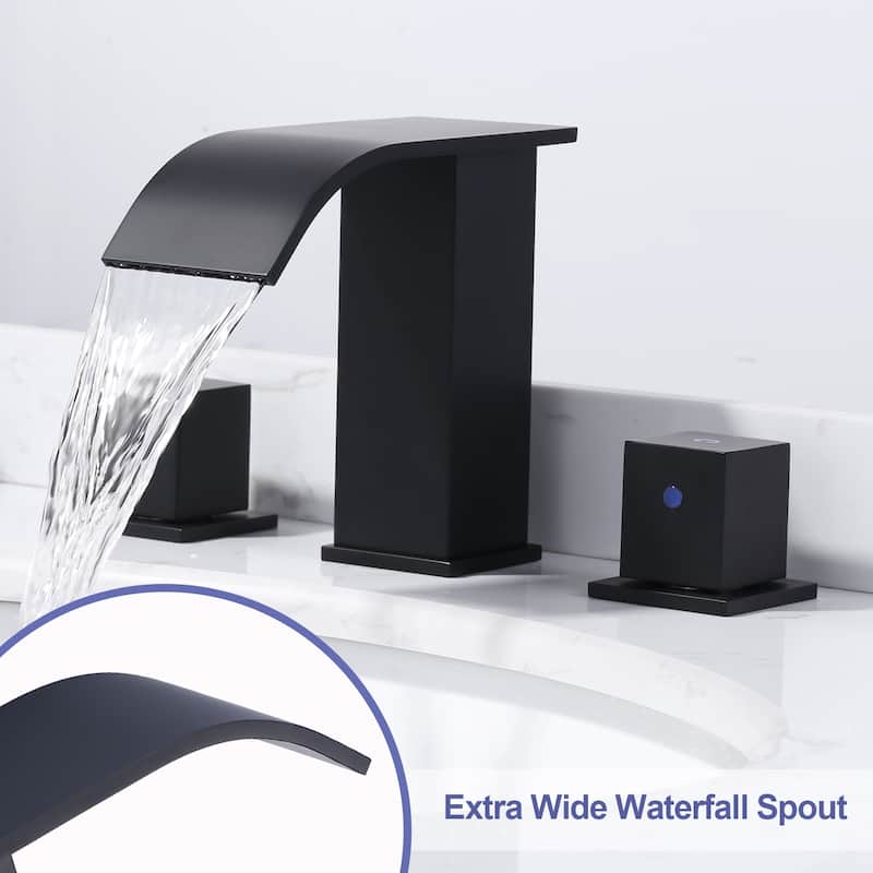 WOWOW 8-inch Two Handle Waterfall Bathroom Faucet