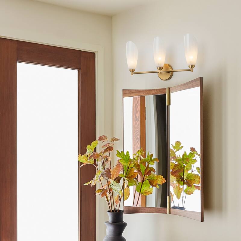 3 Light Gold Bathroom Vanity Light Modern Cloud Glass Shade Hallway - W-21.46 in.