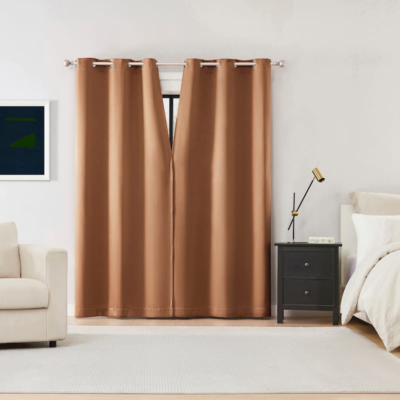 Sun Zero Sheridan Dual-Sided Magnetic Closure Total Blackout Grommet 2-Piece Curtain Panel Pair