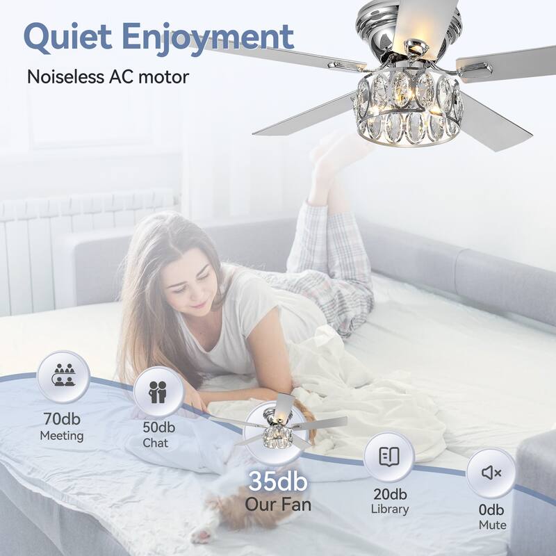 52" Flush Mount 5-Blade Ceiling Fan with Light Kit and Remote