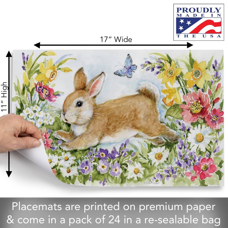 Spring Jump 24 Sheet Reusable Premium Paper Stock Placemats in Resealable Storage Bag Made in The USA 17" x 11"