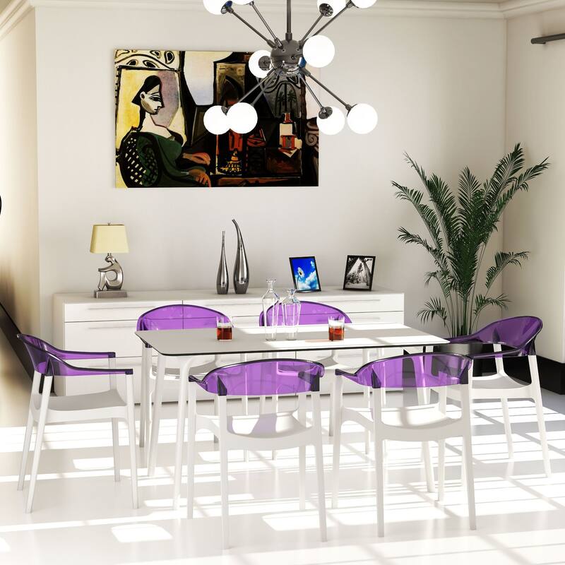 55" White Rectangular Laminated Top Outdoor Patio Dining Table