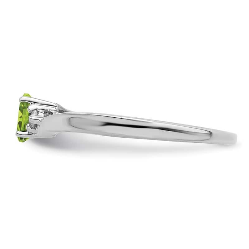 Curata 925 Sterling Silver Rhodium Plated Peridot Ring
