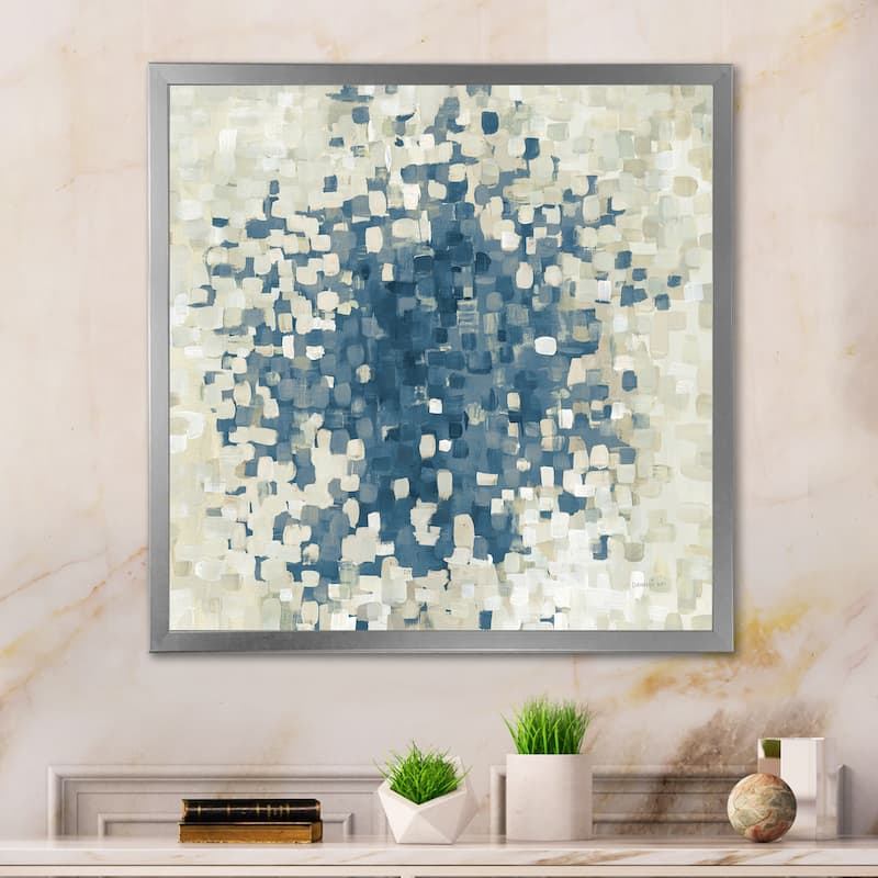 Designart "Geometric Blue Spots" Modern & Contemporary Framed Art Print
