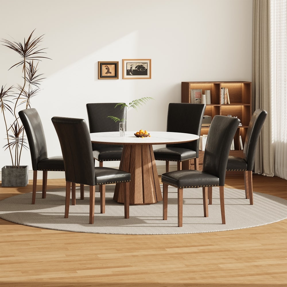 RENEWLINE Dining Chairs, Fabric with Nailhead Trim and Wood Legs