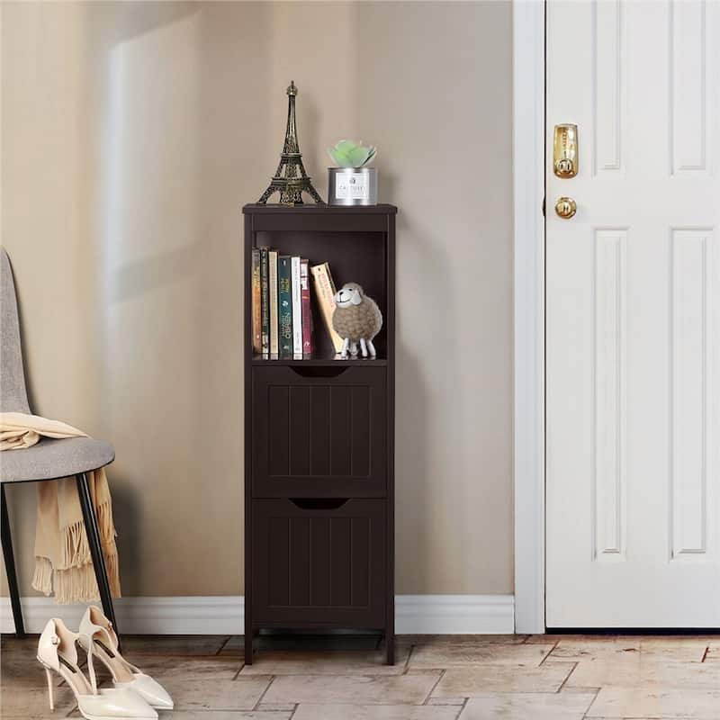 Yaheetech 3 Tiers Floor Bath Cabinet, 2 Hideaway Drawers 1 Shelf