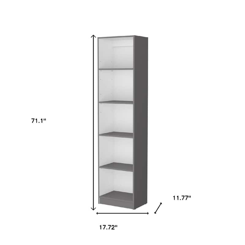 HomeRoots 71" Gray And White Wood Five Tier Bookcase