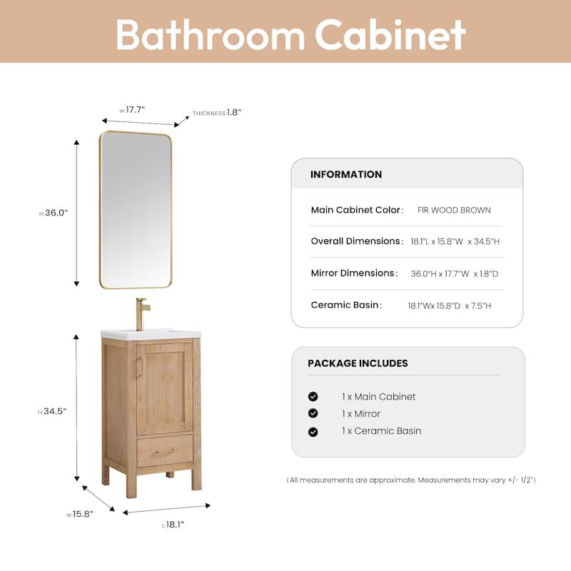 Gela Single Bath Vanity with Ceramic Basin Top and Mirror