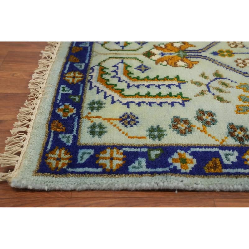 Hand Knotted Oriental 100% Wool Carpet Traditional All-Over Green Ziegler Runner Rug - 7' 11'' X 2' 6''