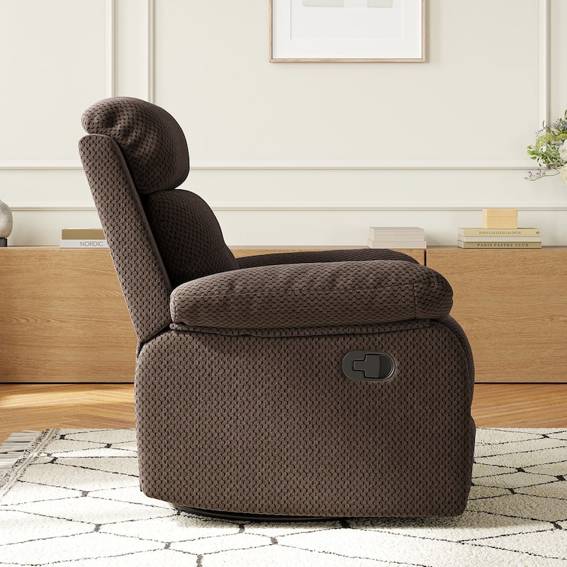 Recliner Chair with 360° Swivel, Soft Cushion Seat Rocker Accent Chair, Lounge Chaise Chair with Footrest
