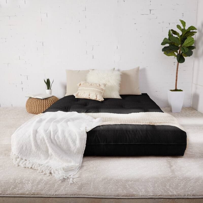 Sorra Home Full Textured 10-inch Futon Mattress (Mattress Only) - Black - Full
