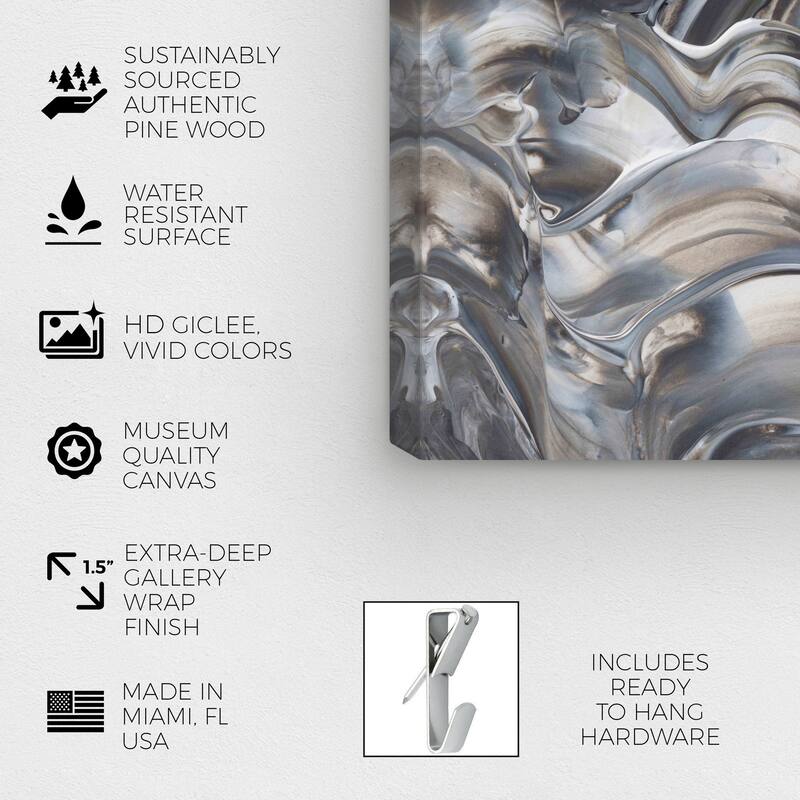 Wynwood Studio Canvas Abstract Melting Metals Gray and Silver Modern & Contemporary Wall Art Canvas Print