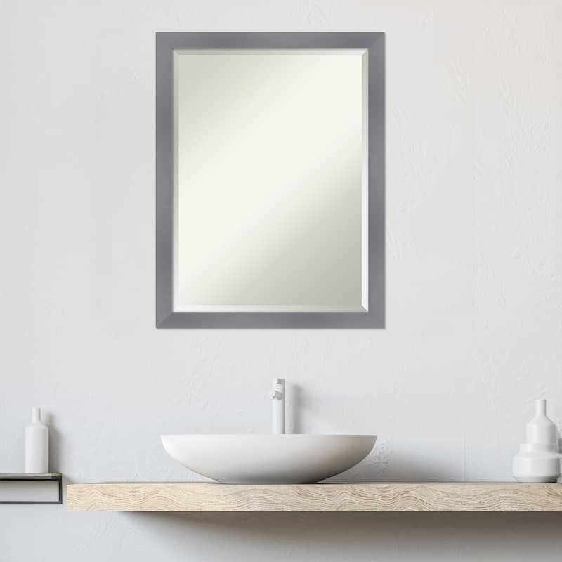 Edwin Beveled Wood Framed Bathroom Vanity Wall Mirror