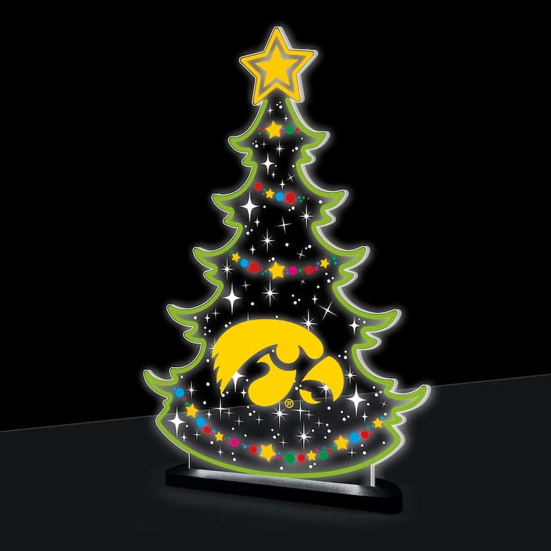 10" LED Tabletop Christmas Tree Desklite Sign, University of Iowa