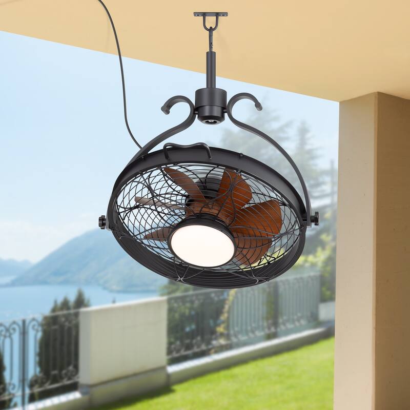 23.6" Waterproof ABS 7-Blade Outdoor Ceiling Fan with LED Light and Remote