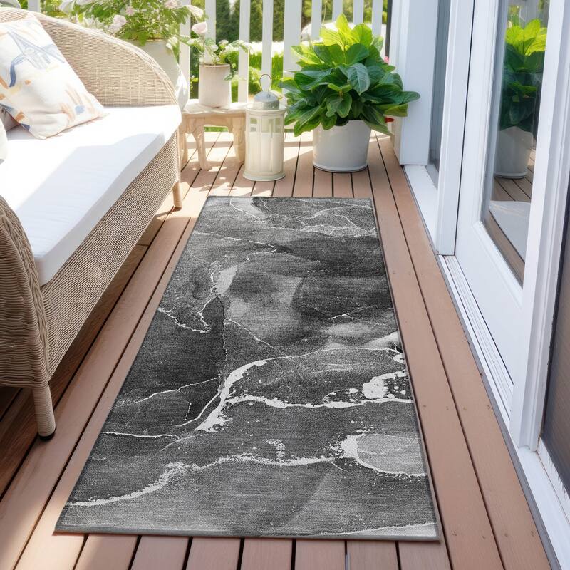 Baro Unique Abstract Weather Resistant Sleek Contemporary Outdoor Rug