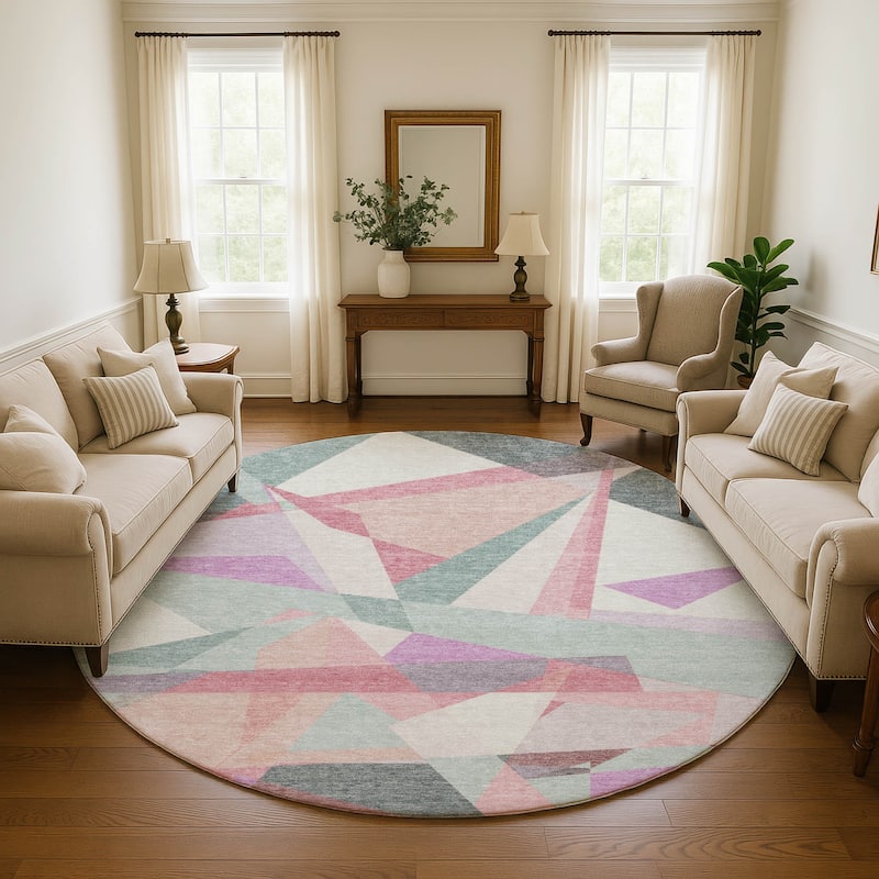 Premium Washable Super Soft Abstract Geo Mayfield Rug - Seafoam - 8' x 8'