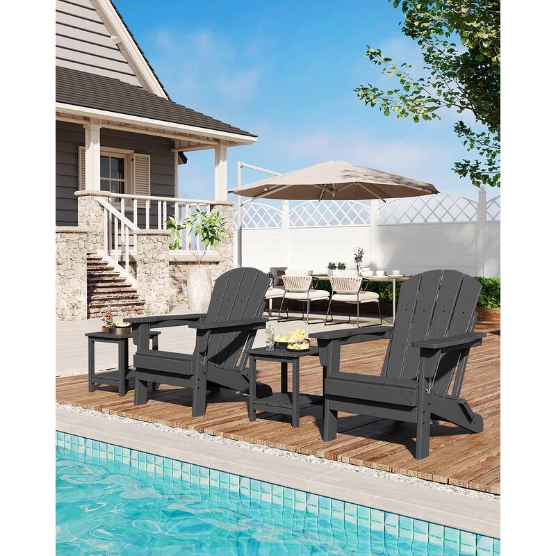 Folding Adirondack Chair, Outdoor Wooden Lounge Chair, Modern Lounger Adirondack Chair Ergonomic Extended Backrest