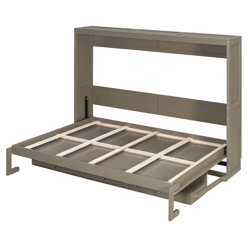 Queen Wall Murphy Bed with Flip-Down Vanity Desk by Harper&Bright Designs