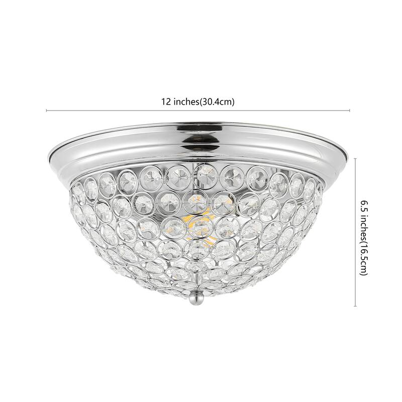 Hudson 12" 1-Light Traditional Transitional Iron LED Flush Mount, Chrome/Clear by JONATHAN Y