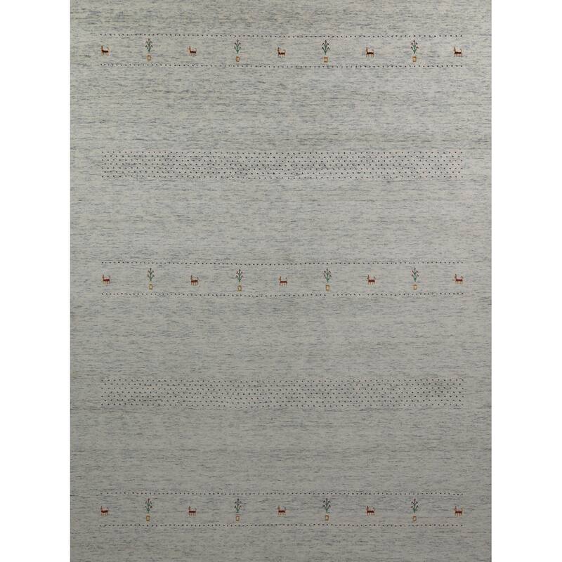 Hand Knotted Oriental 100% Wool Carpet Tribal Tribal Greys & Charcoal Gabbeh Area Rug - 10' 0'' X 8' 0''