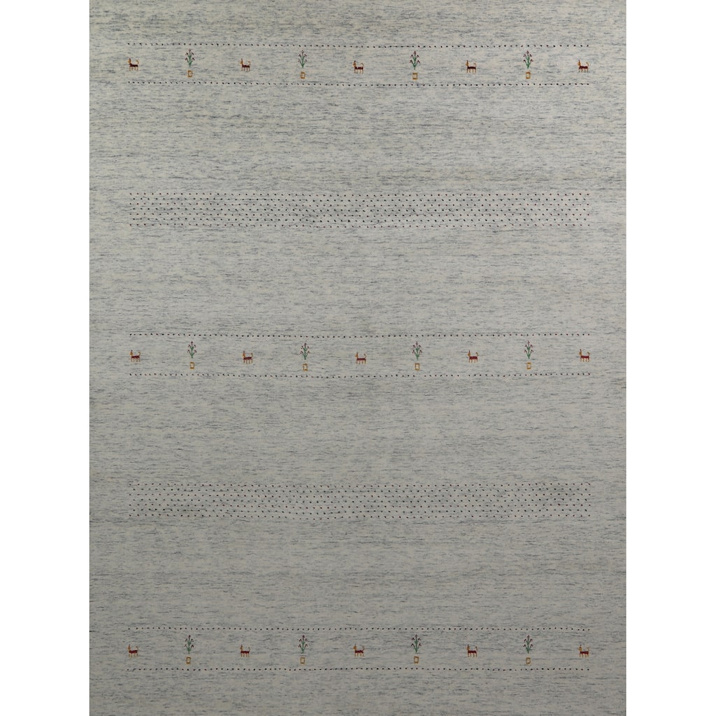 Hand Knotted Oriental 100% Wool Carpet Tribal Tribal Greys & Charcoal Gabbeh Area Rug - 10' 0'' X 8' 0''