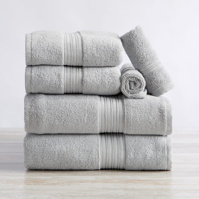 Linery & Co. Ringspun Cotton Bath Towel - 6 Piece Set - Light Grey