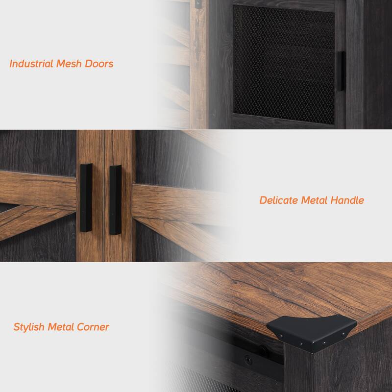 Set of 2 Sliding Barn TV Stand, Entertainment Center for 100" TV