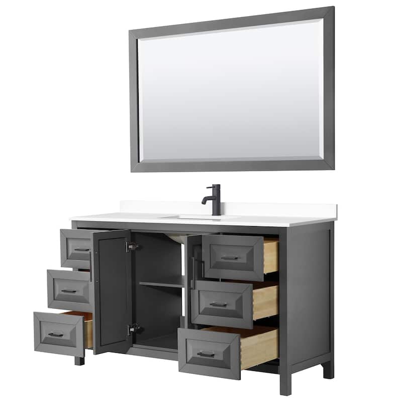 Daria 60 Inch Single Vanity, Cultured Marble Top, 58 Inch Mirror
