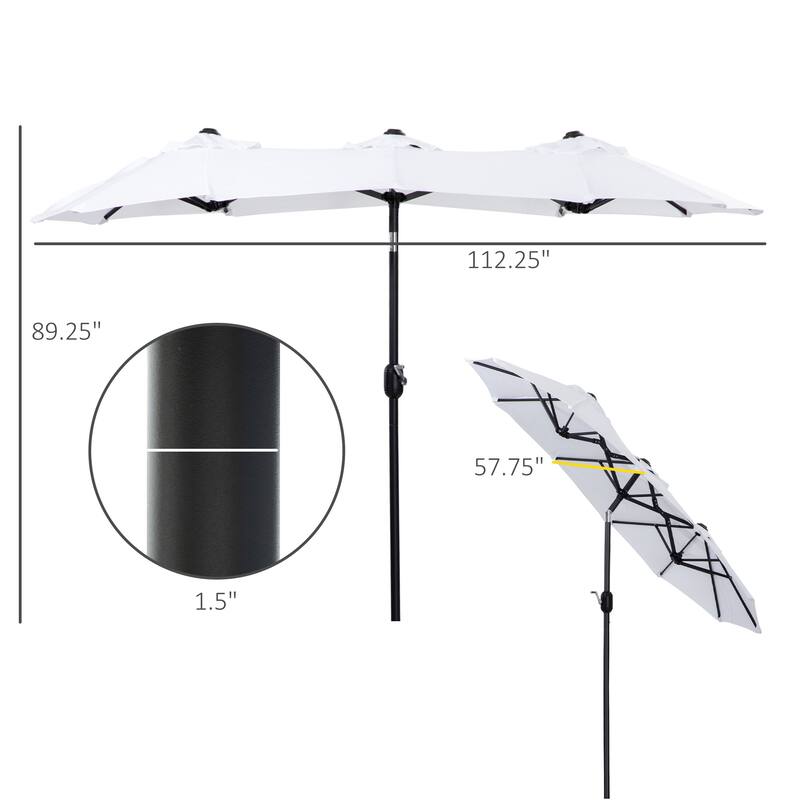 Double-sided Patio Umbrella 9.5' Large Outdoor Market Umbrella with Push Button Tilt and Crank, 3 Air Vents and 12 Ribs