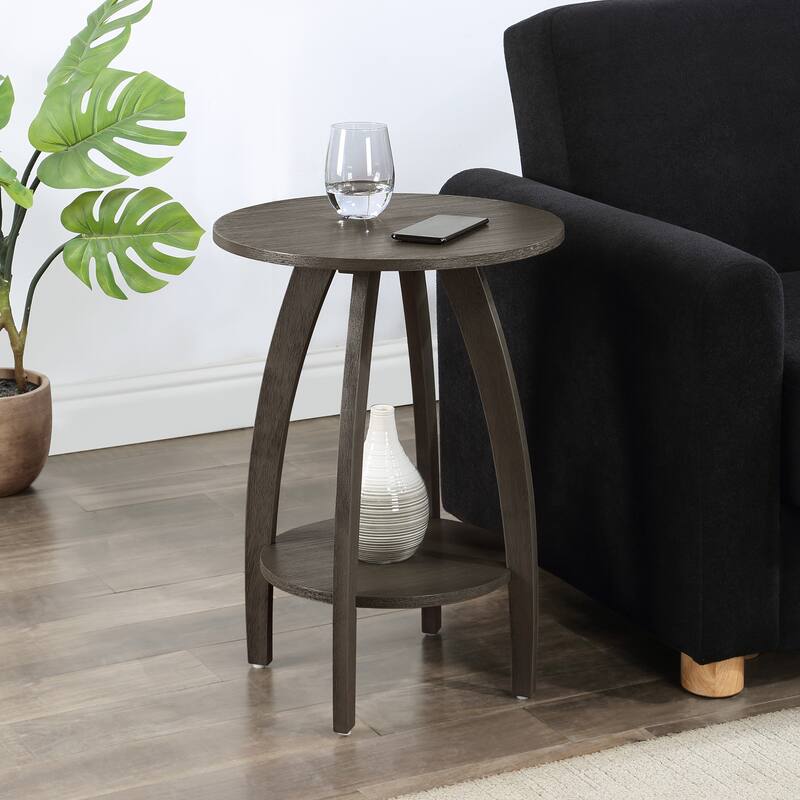 End Table with Shelf Scandinavian-Inspired Mid-Century Modern Two-Tier Storage Accent Furniture for Living Room - 17.75