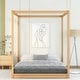 preview thumbnail 10 of 34, Modern Canopy Platform Bed with Wood Slats Support Natural - Queen