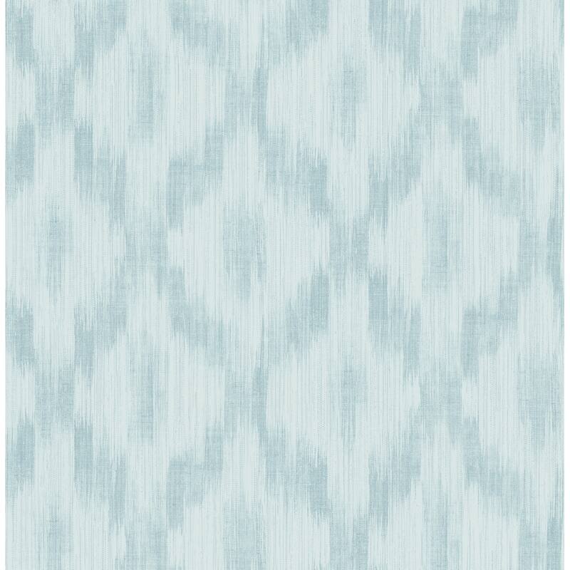 Seabrook Designs Pomerelle Ikat Flamestitch Unpasted Wallpaper - 20.5 in. W x 33 ft. L (approximately 56 sq. ft.) - Blue Mist