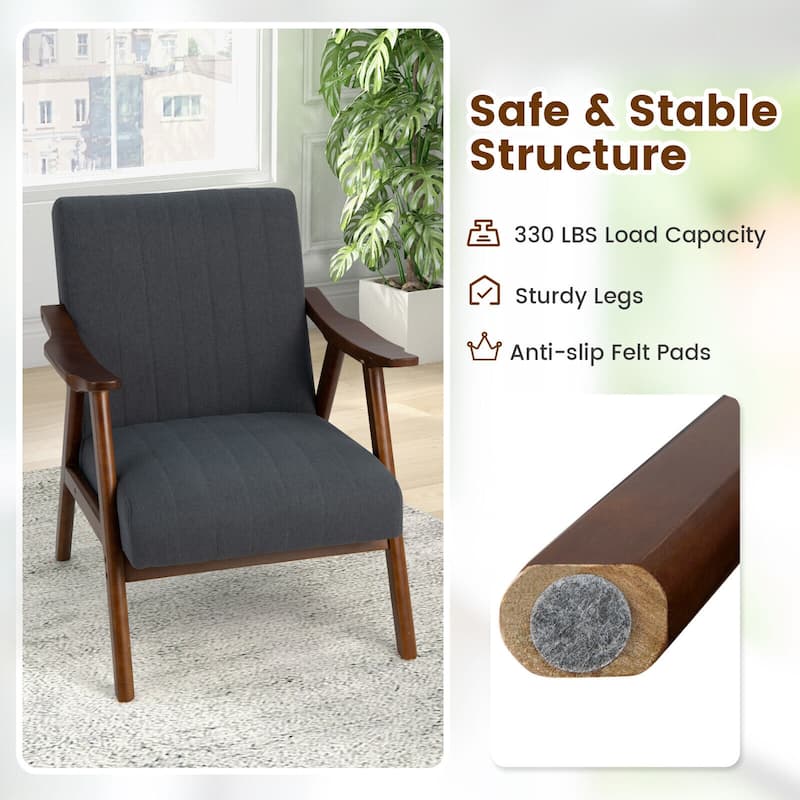 Gymax Upholstered Rocking Chair w/ Pillow Rocking Armchair w/ Rubber